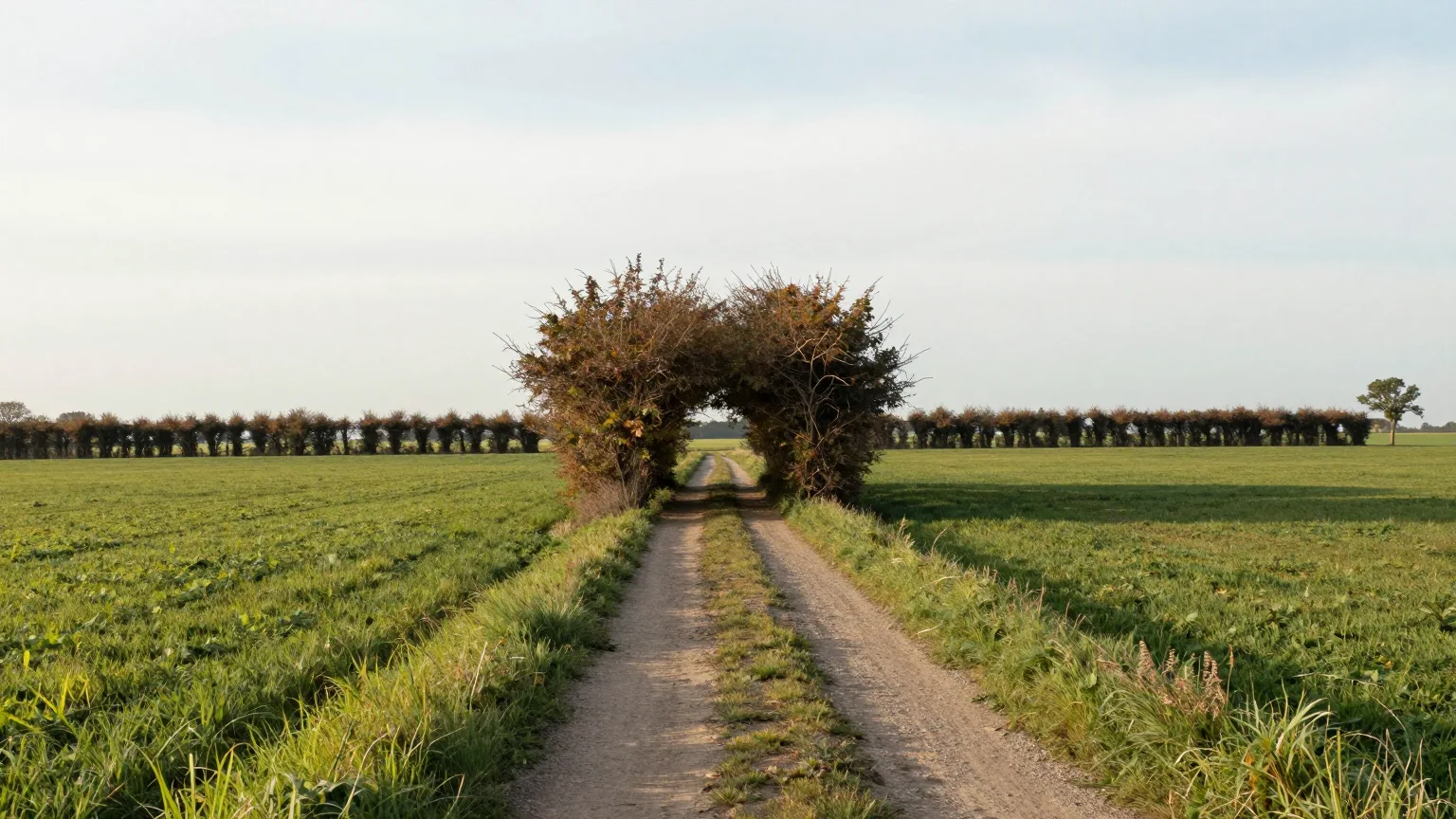 Pfad zwischen Feld und Hecke