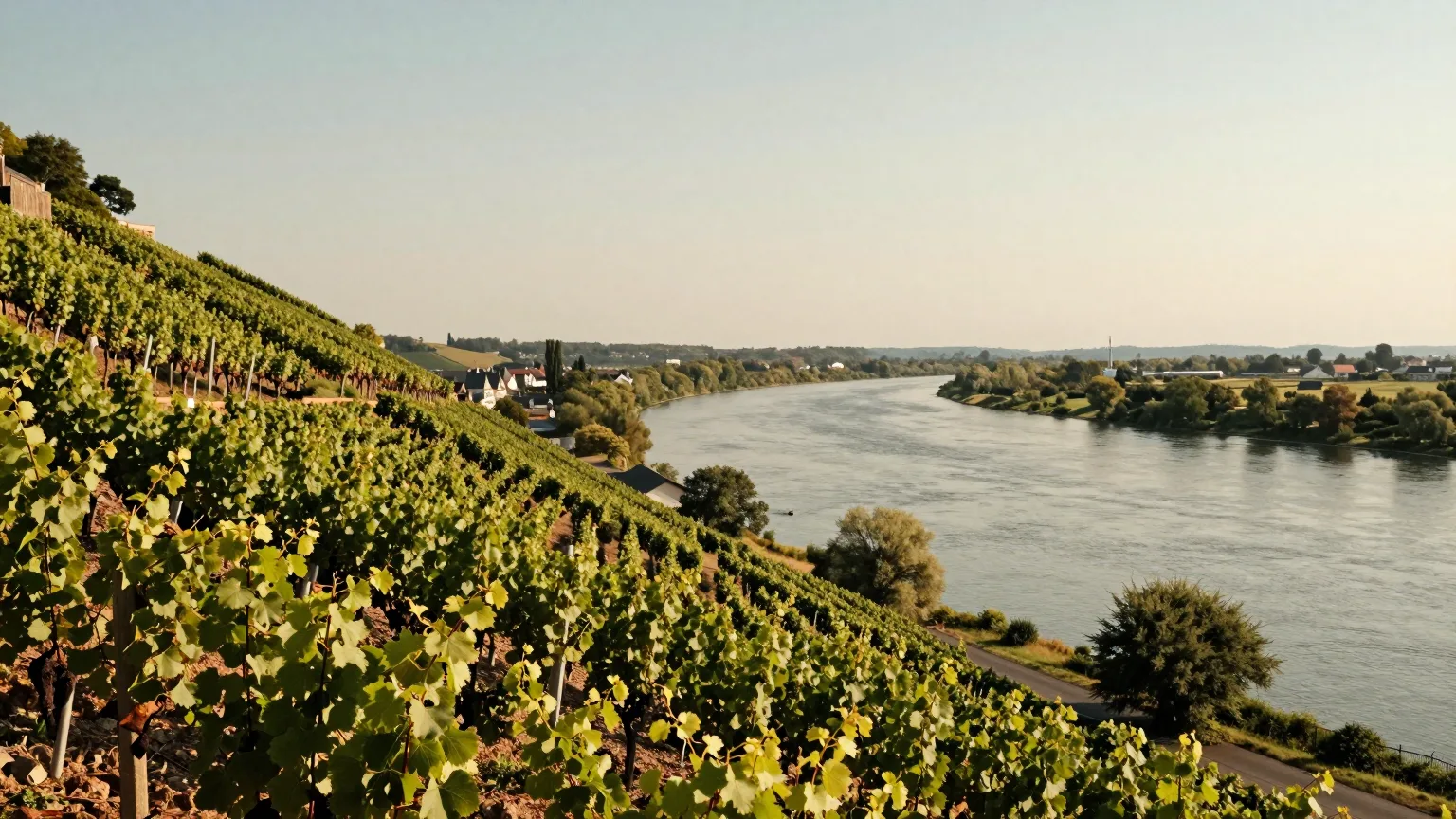 Weinberghang über einem Fluss