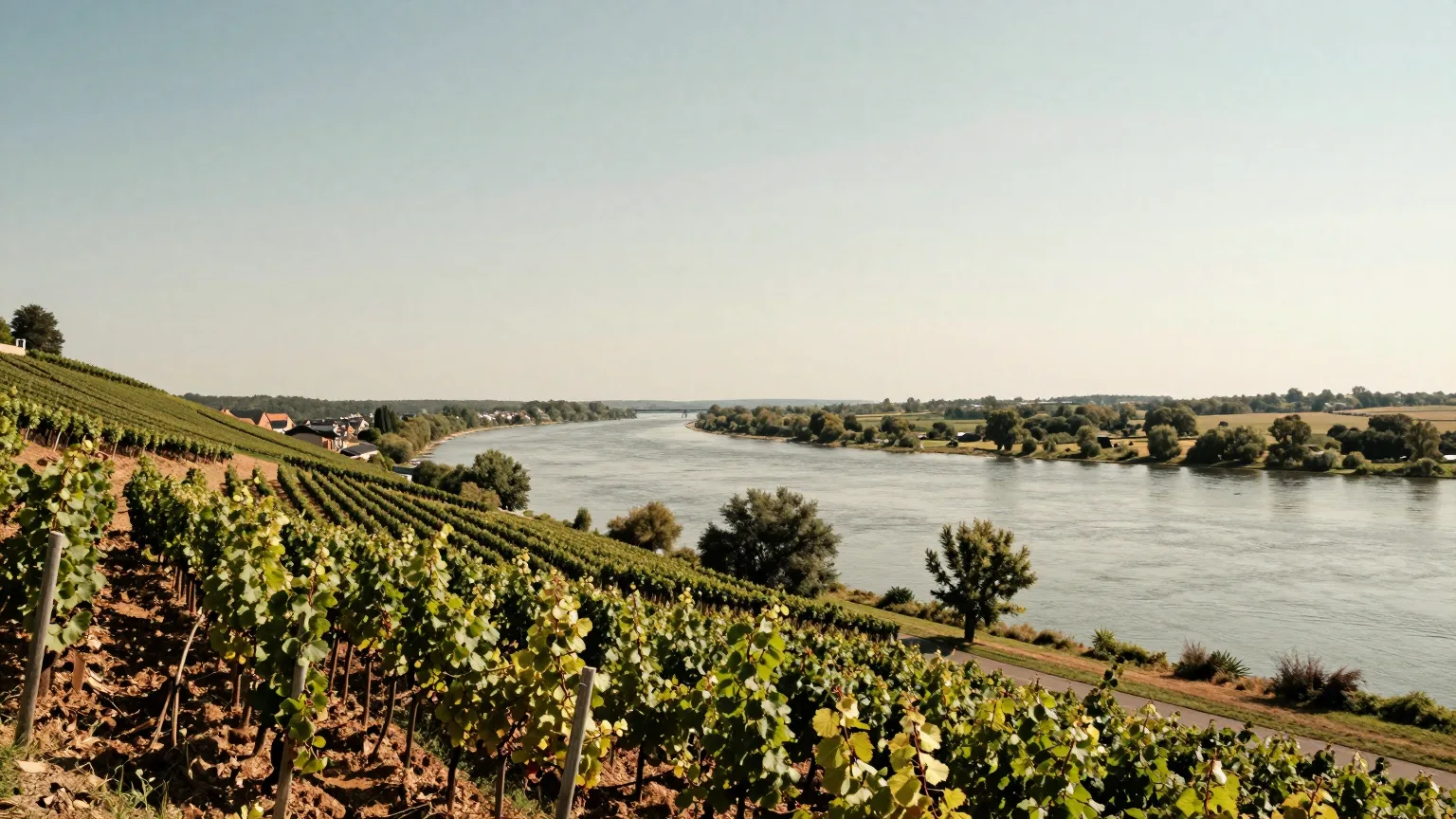 Weinberg über Flusslauf