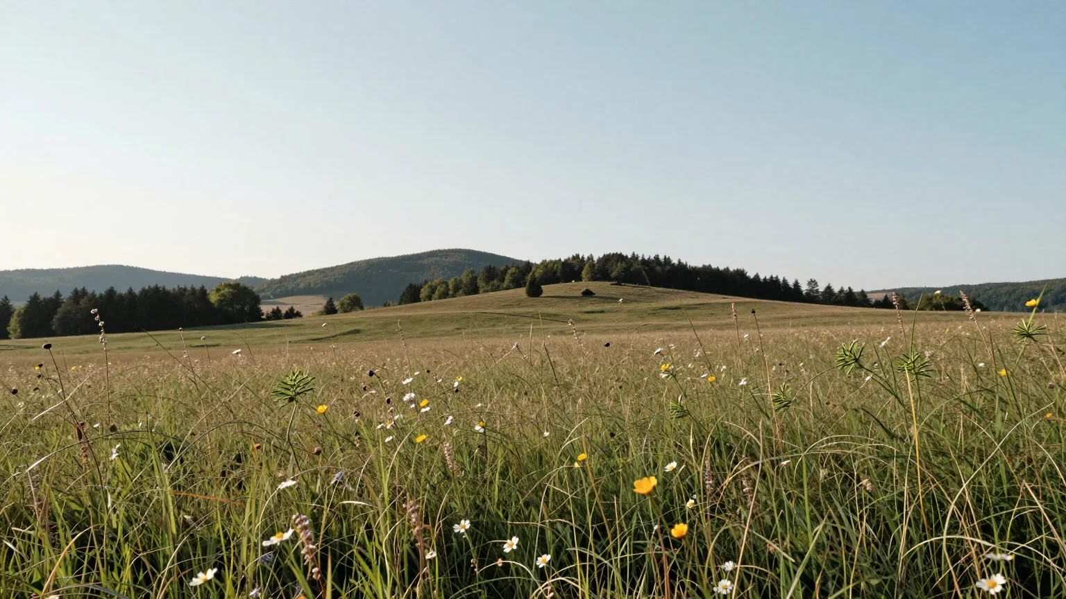 Wiese vor Hügeln
