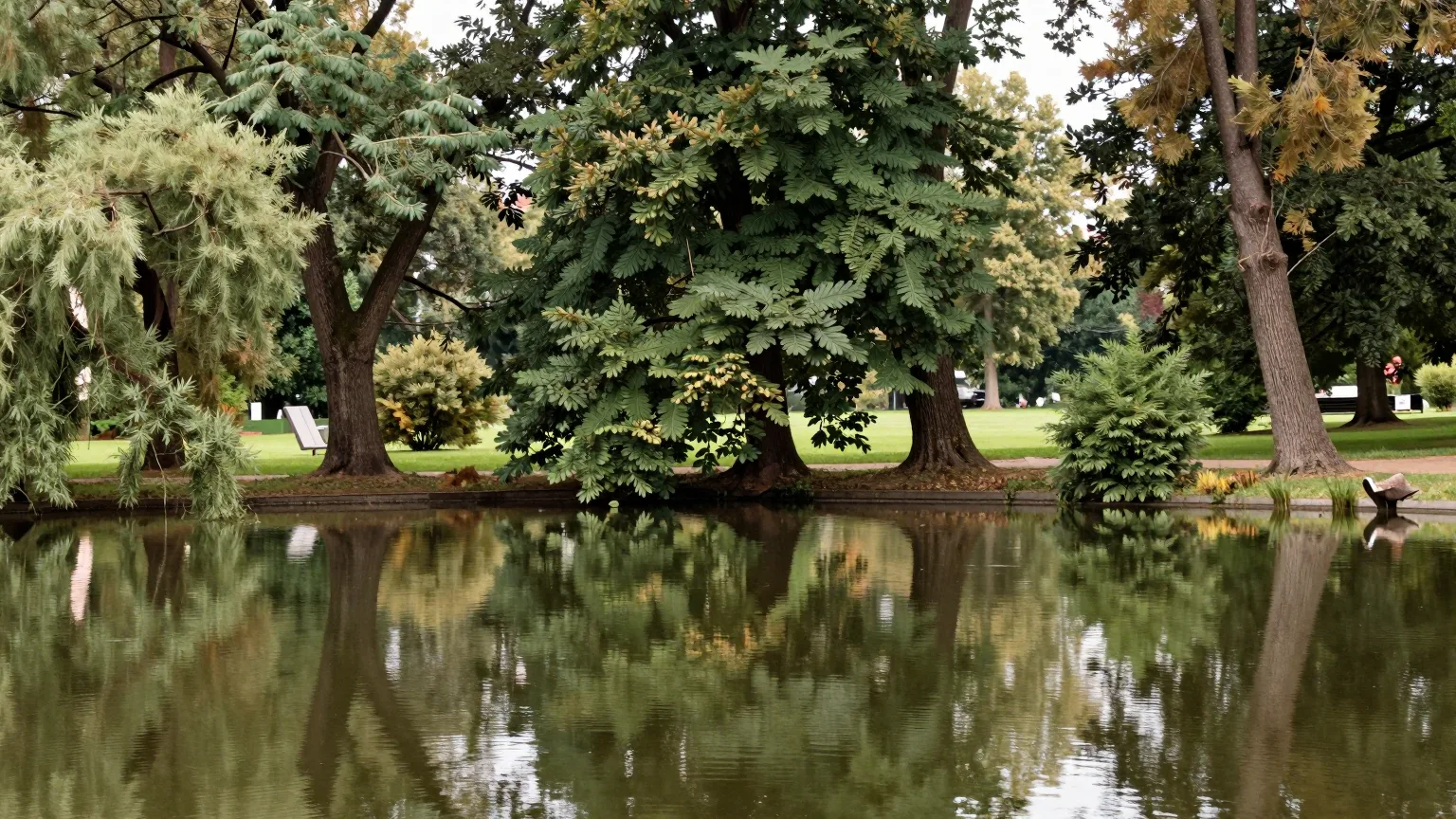 Park mit Baum und Teich