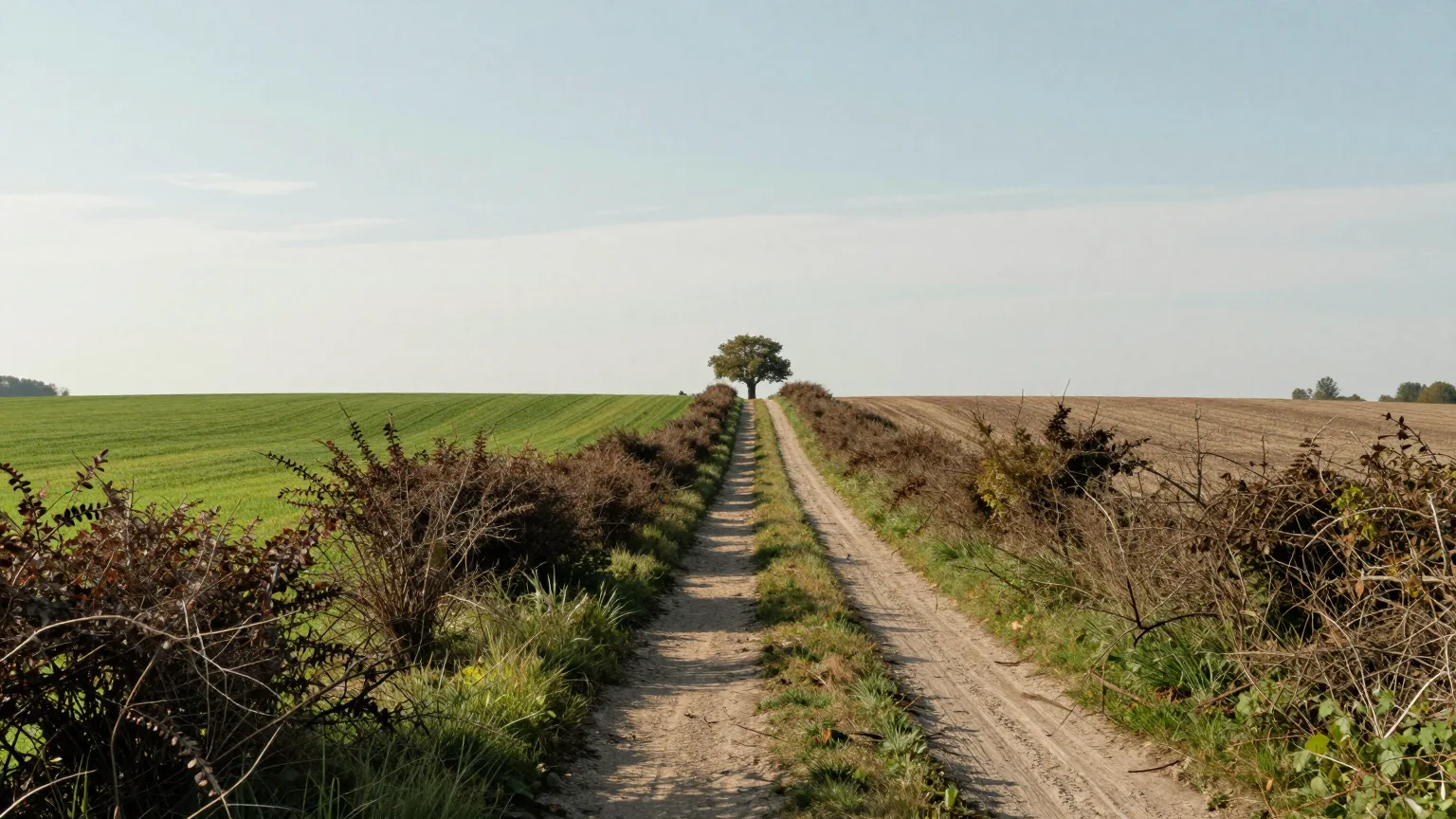 Pfad mit Hecke und Baum