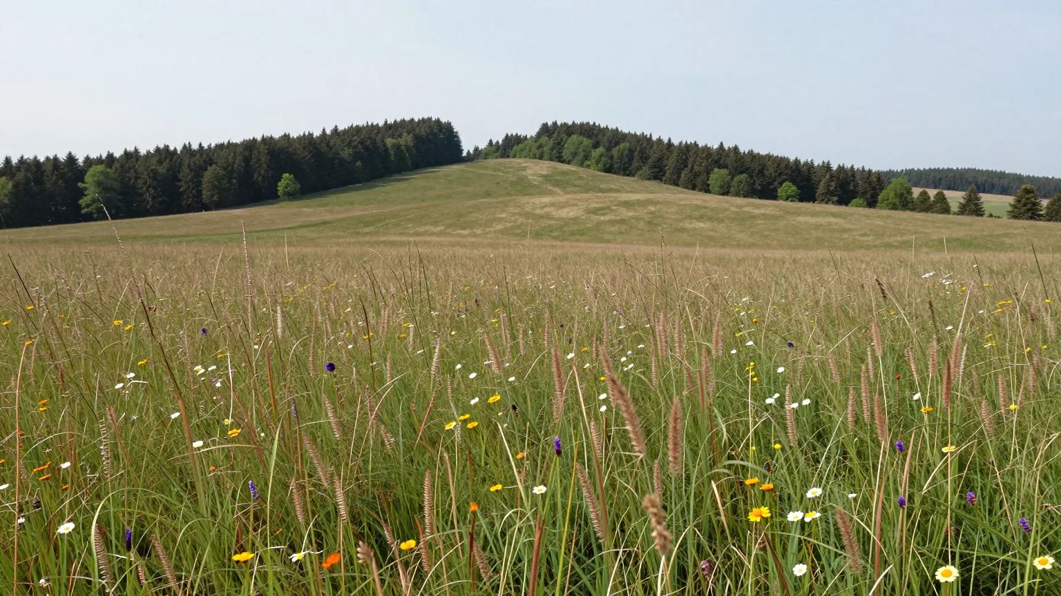 Wiese, Wald und Hügel in einer Region wie der Ortenau