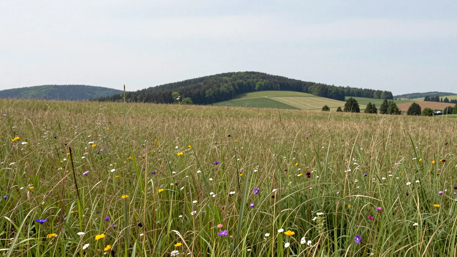 Wiese, Hügel und Feld bei Gießen