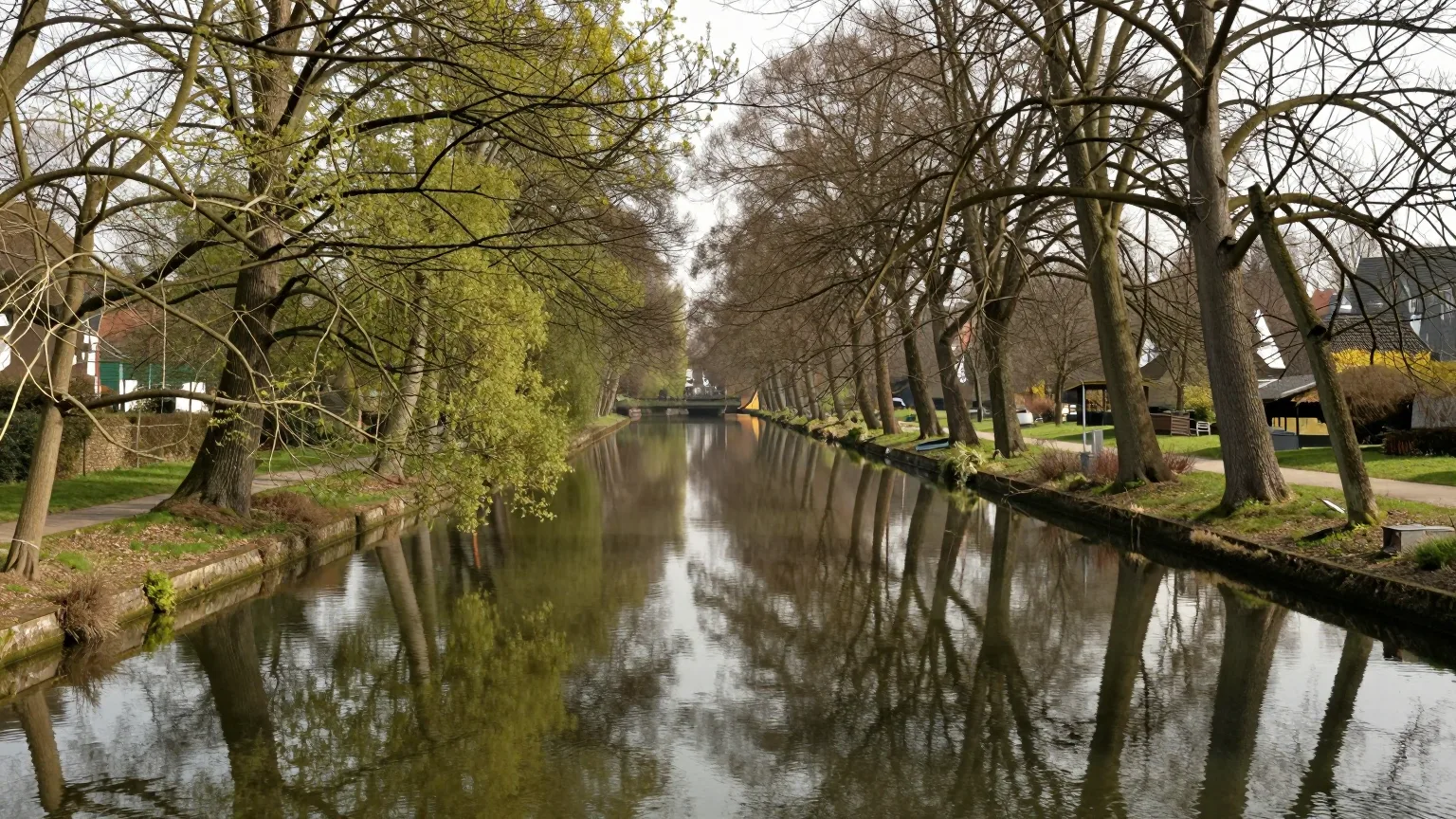 Kanal mit Allee in Ludwigsfelde