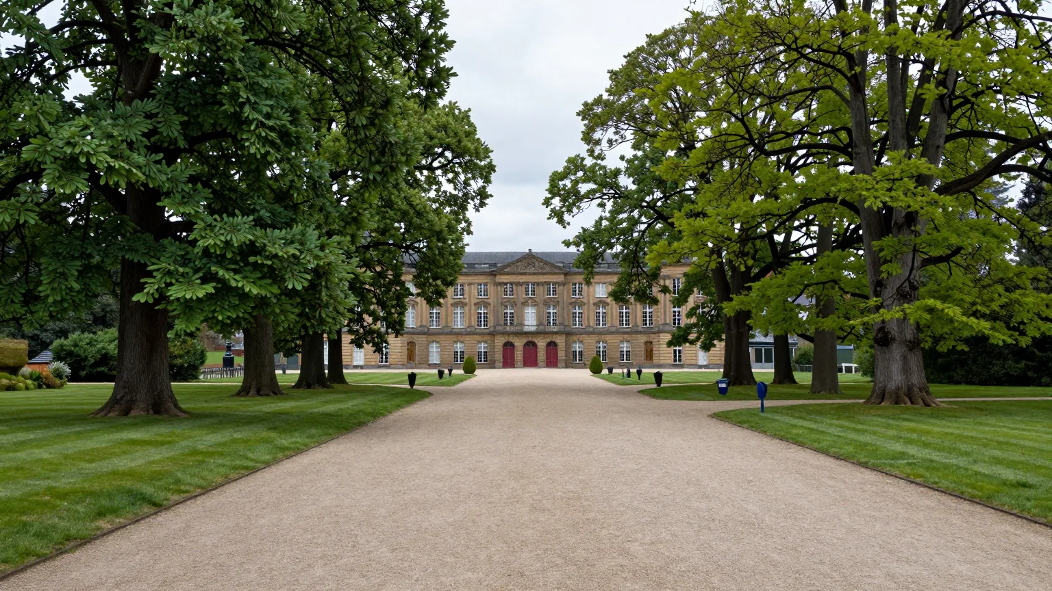 Allee mit Bäumen in einem Park bei Bergisch Gladbach
